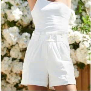 ANTHROPOLOGIE Cinched High Waist Cargo Short White XS